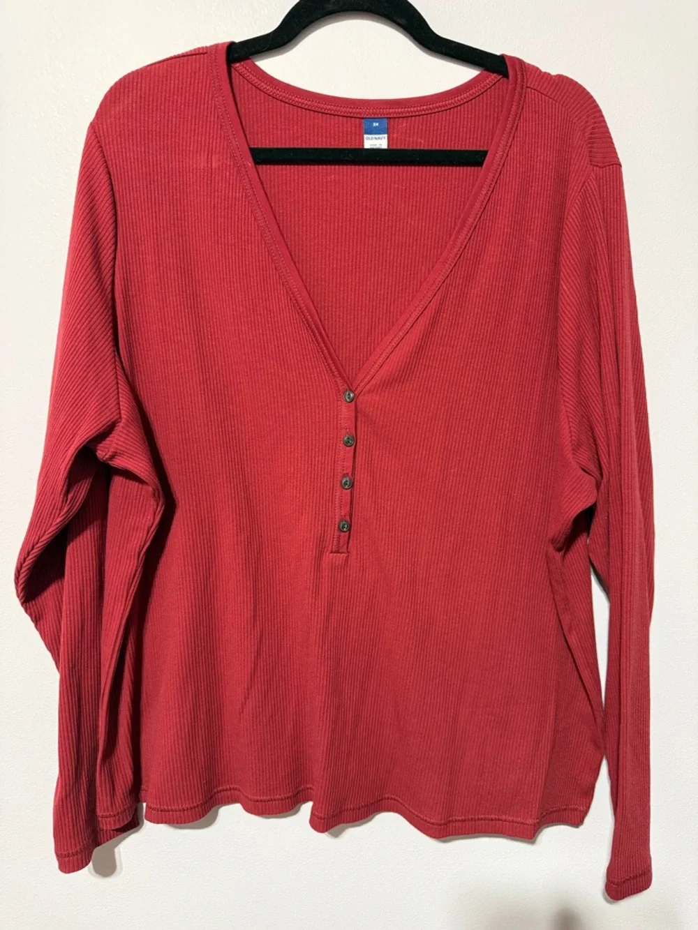 OLD NAVY | Women's Ribbed 1/4 Button Waffle size 3X - Picture 1 of 5
